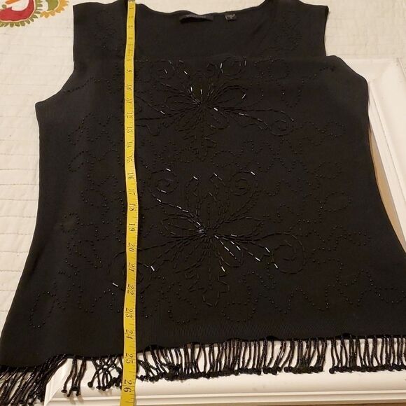 Venini black beaded top with fringe size Large - Picture 10 of 10